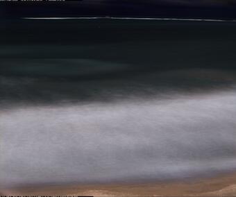 Dark image from a video camera shooting for 10 minutes, shows a beach and where varying degrees of movement happened.